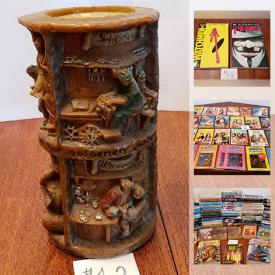 MaxSold Auction: This online auction features lots of collectibles such as Warner Brother's character cups, Spongebob collection, Spawn action figures, care bears, Disney, The Incredibles, Batman and more, comic nooks, decor, DVDs, electronics, playboy, art, games, puzzles, graphic novels and much more!