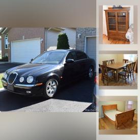 MaxSold Auction: This online auction features a 2004 Jaguar S Type, furniture such as a table and chairs, china cabinet, TV cabinet, queen bed frame and more, freezer, flag pole, paintings, cart, gardening items, wheelbarrow, hose and reel, gingerbread clock, Christmas tree, camera, stereo and much more!