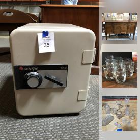 MaxSold Auction: This online auction features an area rug, casual dinnerware, kitchen items, linens, bags, wooden shelves, sideboard, wooden kitchen chairs, tilt tables, side table, safe, love seat, prints, bowls and trays, baskets, china, coffee and end table and much more!