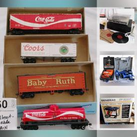 MaxSold Auction: This online auction features tools, NIP die-cast cars, vintage toys, stereo equipment, comics, HO train components, computer gear, desktop computer, pressure washer, generator, vintage shop manuals, canning jars and much more!