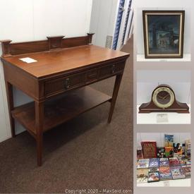 MaxSold Auction: This online auction features a Sherlock Collection, James Bond Collection, Antiques, Danish Teak Dining Table, books, pocket watch, Royal Doulton mug, DVDs, office supplies, Canon cameras, kitchenware, art, mylar recording wheel, engraved crystal, echo dot, art books and much more!