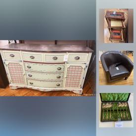 MaxSold Auction: This online auction features Geisha girl tea set service of four, red glassware, vintage couch, hand painted dresser, set of three nesting tables, large collection of movies and video games for multiple gaming stations, 1950's Olympia typewriter and much more.