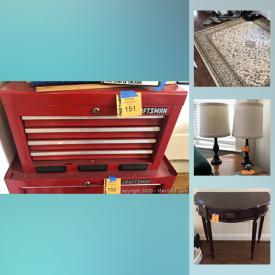MaxSold Auction: This online auction features tools, sports equipment, small kitchen appliances, LG TV, vacuums, Craftsman tool chest, rugs, shabby chic furniture, linens and much more!