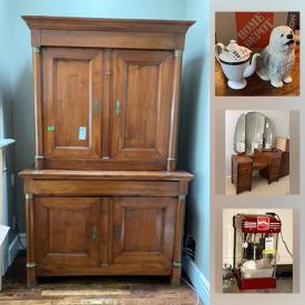 MaxSold Auction: This online auction features a display cabinet, mirrored chest, vintage vanity, decorative wall mirrors, carpet cleaner, popcorn maker, camping gear, ski boots, Wii, video game accessories, Hannah Montana electric guitar, manual lawnmower, yard tools and much more!