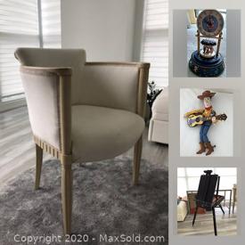 MaxSold Auction: This online auction features furniture such as a chrome desk, cream accent chair, twin bed, glass end tables, faux leather chairs, ivory cabinet, round accent tables, toys, dolls, gaming graphics card, TVs and much more!