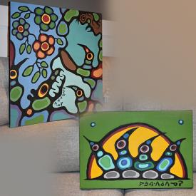 MaxSold Auction: This online auction features two Norval Morrisseau Acrylics on Canvas, with Bremner's Certificate of Authenticity.