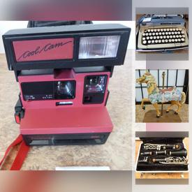 MaxSold Auction: This online auction features life magazines, typewriter, books, dominoes, storage crates, office items, polaroids, jars, signage, decor, electronics, CDs, VHS, coins, posters, coat tree, oil cans, vintage items, tools, marbles, small kitchen appliances, canoe parts, folio, musical instruments and much more!