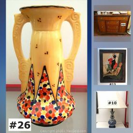 MaxSold Auction: This online auction features MCM furniture, art glass, art deco pottery, Gouda Holland art pottery, Russell Wright tableware, Medalta art pottery vases, Waterford crystal, Sotheby's auction catalogues, MCM decor and much more!