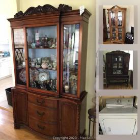 MaxSold Auction: This online auction features Maytag washer & dryer, LED TV, Asian decor, ceramic element ionic heater, teapots, Hobnail glass, Bing & Grondahl plates, antique drinks cabinet, antique iron, gardening supplies, window air conditioner, plants, hand tools and much more!