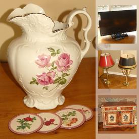 MaxSold Auction: This online auction features antique furniture, fiesta ware, camping, Wii system, crocks, crafting supplies, signed art, paddle boat, gardening tools and supplies, animal crates, sporting equipment, cameras, posters, vinyl records, Lladro figurines and much more.