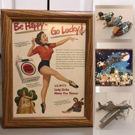 MaxSold Auction: This online auction features vintage radios, vintage advertising pieces, teacups, pocket watches, coins, carved wooden ducks, fishing lures, Christmas house displays, sewing machine, video game gear, vintage mannequin, collectors plates, vintage postcards and much more!