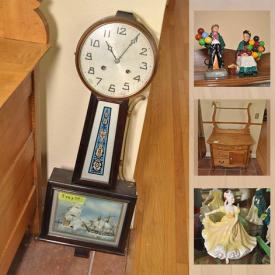 MaxSold Auction: This online auction features a wood cabinet, Royal Doulton figures and plates, clocks, prints, paintings, wood tables and much more!