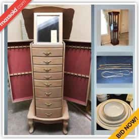 MaxSold Auction: This online auction features a glass Curio cabinet, Samsung 40 inch television, LaZBoy recliner, ladies jewelry, a large lot of tools and hardware fasteners and fixtures including Durabuilt drill, new wrench set Kobalt hand tools, luggage, Jewelry Armoire cabinet, Brand new wheelchair with 2 types of leg support, commode, brand new tub transfer system, Wolfgang puck pan, health craft pans, utensils and griddle and much more