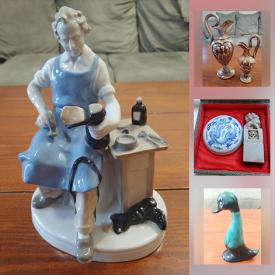 MaxSold Auction: This online auction features hand-painted pitcher, coins, blue mountain pottery, vintage decorative plates, polished agates, Hummel collector plates, costume jewelry, art glass, glass paperweights, turquoise earrings, framed prints and much more!