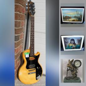 MaxSold Auction: This online auction features a signed Barbara Baldwin table lamp, stained glass table lamp, electric guitar, Italian art glass, Jean Calogero watercolor, tin toy, binoculars, Iridescent glass, Russian commemorative submarine, mineral collection, cranberry/red glass and much more!