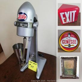 MaxSold Auction: This online auction features vintage large marbles, Doulton's Thermette bed warmer Royal Doulton potteries, vintage Imperial ice cream cone holder plus 5 original ice cream scoops, vintage Thistle tricycle, hand sanitizer on stand and much more.