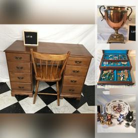 MaxSold Auction: This online auction features vintage Sampson Matthews silkscreen, antique dinner bells, vintage games, teacups, vintage toys, vintage Disney collectibles, comics, antique drafting tools, Victor trunk and much more!