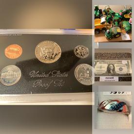 MaxSold Auction: This online auction features silver certificate, sports cards, valentine barbie, comic books, new umbrellas, porcelain doll, coins, Nascar collectibles, die cast cars, colored poster boards, stamps, vintage books and much more!