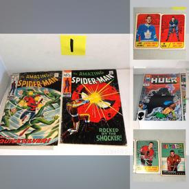 MaxSold Auction: This online auction features vintage Superman comics, Daredevil comics, amazing Spiderman comics, Marvel comics, Wolverine comics, DC Comics, hardcover comic book, Batman comics, wrestling magazines, mad books, vintage Hockey cards, music CDs, video games, LPs and much more!