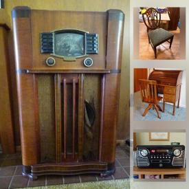 MaxSold Auction: This online auction features foreign coins, kids furniture, porcelain dolphins, Lava lamps, child's tea sets, iMac computer, mini-fridge, HO train cars, blue pottery, heater, art pottery, collection of miniatures antique Zenith radio, honey onyx pieces, toys, hand tools and much more!