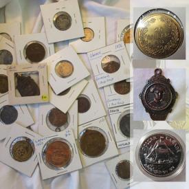 MaxSold Auction: This online auction features a large collection of vintage coins such as commemorative coins, vintage British Columbia 1862 coin, 1979 silver Canada dollar "Griffon" in case, USA wheat cents,  tokens, Eduardus Medallion dated 1905 and much more.