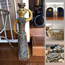 MaxSold Auction: This online auction features a Chinese dish set, lamps, club chairs, yellow chairs, kitchenware and dishware, brass candlesticks, shells, end tables, small elephant table, planter, putters, Italian crockery and much more!