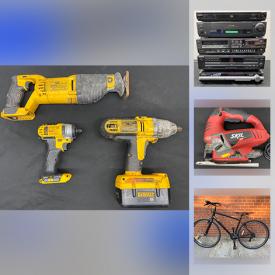 MaxSold Auction: This online auction features a Norco bicycle, Dewalt tools, glasses, electronics, surround sound system, Craftsman tools, laser level, dashcam, portable printer, video glasses, stereo system, vinyl records, power tools, car vacuum, costume jewelry, speaker stands, records, barometer, job site lights and much more!