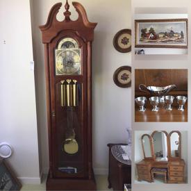 MaxSold Auction: This online auction features china, Hummels, crystal, grandfather clock, mirror, table, steins, kitchenware, record cabinet, record albums, couch, marble top table, wooden cabinet with glass doors, vases, home care, dinnerware, Colonial maple bedroom set, china bowl and much more!