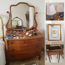 MaxSold Auction: This online auction features golf clubs, grandfather clock, Bill Reid art, Envision TV, antique chairs, vintage stained glass panel, small kitchen appliances, printers stone, brass bed, antique dressers and much more!