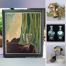 MaxSold Auction: This online auction features Hart Massey paintings, Professional Photography equipment, vintage glass decanters, NIB air fryer, antique China dishes, Jade/Turquoise porcelain pieces, vintage Sunbeam mixer, art glass, teacups and much more!