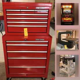 MaxSold Auction: This online auction features vintage pyrex, tools, vinyl records, vintage bowling ball, MCM furniture, wet-dry vac, air compressor, battery-powered scooter, slot machines, jewelry, curio cabinet and much more!