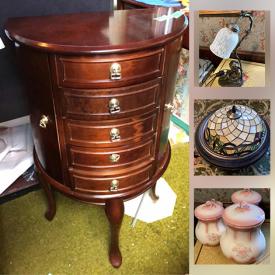 MaxSold Auction: This online auction features vintage jewelry boxes, jewelry, vintage hats, art and decor such as busts, sculptures and figurines, crystal and glassware, China sets, appliances, kitchenware, porcelain dolls, rugs, lamps, mirrors and much more!