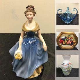 MaxSold Auction: This online auction features art glass, pearl jewelry, costume jewelry, pocket knives, vintage toys, Royal Doulton figurines, thimble collection, 925 silver necklace, cuckoo clocks, Inuit soapstone carvings, kids bikes, Monica Shelton original artwork, vintage game, Honda generator, trombone and much more!