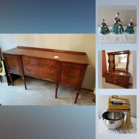 MaxSold Auction: This online auction features furniture such as a china cabinet, tea wagon, dining room table and chairs, chesterfield bed, vintage sideboard, kitchen table and chairs, patio furniture, seasonal decor, lamps, Dyson vacuum, small kitchen appliances, kitchenware, bookends, decor and much more!