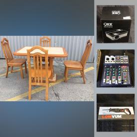 MaxSold Auction: This online auction features furniture such as a wooden dining room set, marble foyer table, LED ring light, Eufy vacuum cleaner, earphones, mini bike, strobe reflector, health items, kitchen items, mini projector, shredder, pressure washer, plasticine, reciprocating saw and other tools, transmitter lot, smartwatch, engraving machine and much more!