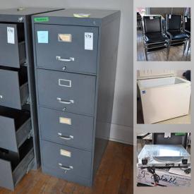 MaxSold Auction: This online auction features furniture such as a sofa, office desk, chairs, table, tabletop, dolly, cabinets, filing cabinet, shelves and more, LPs, Halloween decor, freezer, fridge, bowls and kitchenware and much more!