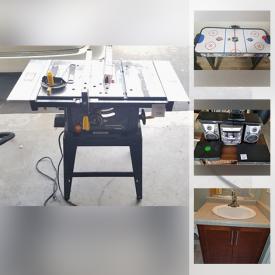 MaxSold Auction: This online auction features Table Saw, Miter Saw, New Quad Monitor Stands, Toys, Computer Gear, Strollers, Lawn Mower, New Room Air Conditioner, Camping Gear, Tires and much more.