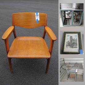MaxSold Auction: This online auction features MCM chairs, workbench, girls bike, jewelry chest, laserjet cartridges, robotic security lighting, toys, rolling hardware organizer, hand tools, porcelain tile, outdoor mist cooling system and much more!