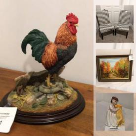 MaxSold Auction: This online auction features art such as hand-carved rooster, oil paintings, and art glass, collectibles such as Royal Doulton, Beswick, antique advertising, and royal memorabilia, Weider Pro workout bench with weights, vintage board games, Halloween decor, porcelain, ceramics, New dog apparel, console table, shelving, antiques such as eyeglasses, glass serving tray, dresser mirror, and picture frame, vintage doll and carriage, sterling silver jewelry, Christmas decor, vintage cameras, Parsons chairs and much more!