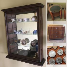 MaxSold Auction: This online auction features Teak furniture, Thimble Collection, Royal Doulton figurines, Walnut furniture, leather sofa, Sony electronics, fur and leather jacket, filing cabinets, jewelry, coins and much more!