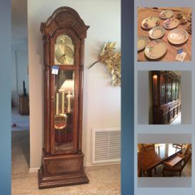 MaxSold Auction: This online auction features a formal dining table, chairs and hutch- buffet - Thomasville French provincial, grandfather clock, Sony Bravia, two vacuum cleaners and tile steam cleaner and much more.