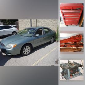 MaxSold Auction: This online auction features 2005 Ford Taurus, Waterloo tool chest, NIB Bachmann train sets, fishing gear, hero Melodica, violin, power tools, Delta Mitre Saw, Karaoke Set Up, Stereo components, midi foot controller, golf clubs, Casio keyboards, camping gear, Thomas Kinkade sculptures, and much more!