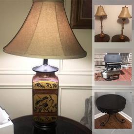 MaxSold Auction: This online auction features Frederick cooper dragonfly lamp, Thomas Kincade's prints, area rugs, Atlanta Falcons gear, monitors, curtains, NIB new cordial glasses, NIB toys, movie poster and much more!