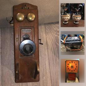 MaxSold Auction: This online auction features Home security system, antique irons, vintage toys, vintage jewelry, vintage albums, antique hand drill, New double bed, HP computer, Generator, antique wall phone and much more!