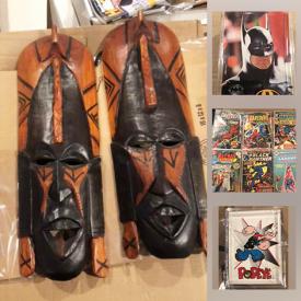 MaxSold Auction: This online auction features collectibles items such as vintage comics, Hockey, Rookie cards, The Beatles, Popeye card, coca-cola cards and more. Star wars pop figures, hand-carved wooden mask, 1998 Nagano Olympic pin, spider-man graphic novel, a huge baseball cards, jersey and much more.