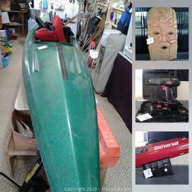 MaxSold Auction: This online auction features costume necklaces, biker rings, vintage tins, coca-cola collectibles, Don Wadham's carved paddle, Jobmate drill, folding bike, video games, kayak, camping gear, garden tools, cookie jars and much more!