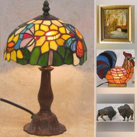 MaxSold Auction: This online auction features art such as original signed oil paintings, acrylic on board, framed prints, and signed watercolours, collectibles such as Royal Doulton, antique horse yoke, and antique serve ware, light fixtures such as stained glass lamps, table lamps, and floor lamps, pottery, small statues, barware, antique art glass, Beatles albums and much more!