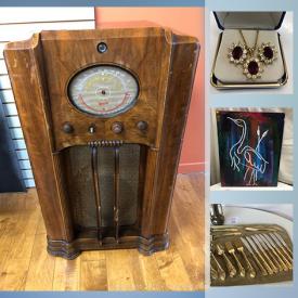 MaxSold Auction: This online auction features kid's toys, stamp collection, art pottery, tapestry, porcelain dolls, collector plates, thimbles, beer stein, Hallmark ornaments, Rose Moses painting, antique Marconi radio, Model pirate ship, beaded necklaces and much more!