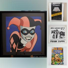 MaxSold Auction: This online auction features Pop Culture, music, Movie and comic book collectible auction, featuring an original 1981 Star Wars poster, Ltd Edition Super Hero Lithographs, vintage records including Rolling Stones, Frank Zappa. Marvel, Gold Key, Archie comic book lots featuring X-Men and others. Star Trek, Kong, Avengers and other collectible Movie Posters, UFC and sports memorabilia and much more!