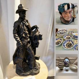 MaxSold Auction: This online auction features vintage saddle, Cowboy Bronze statue, Mexican masks, Raku art pottery, Toby mug, collectible dishes, vintage Carlton ware, jewelry, Dog accessories and much more!